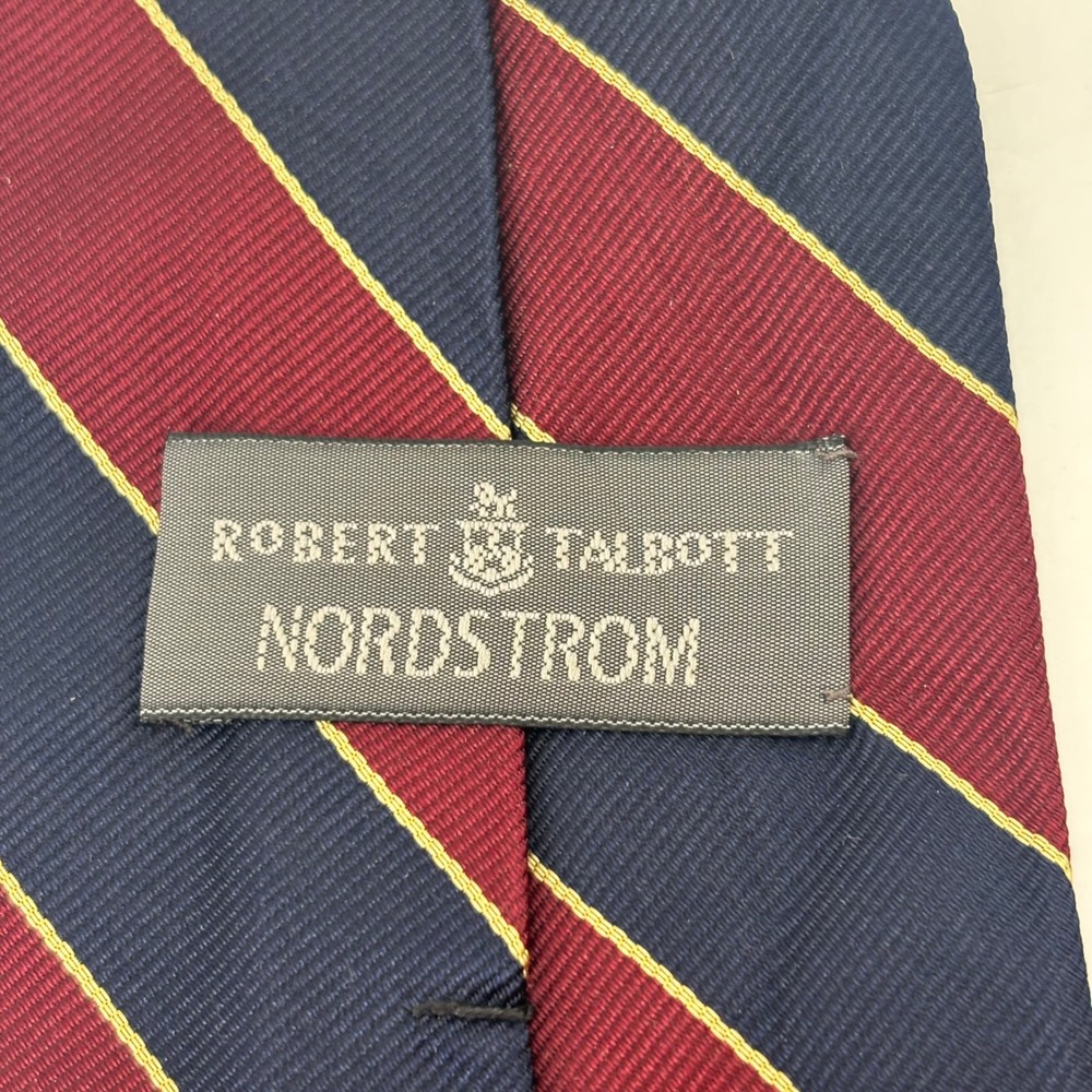 Robert Talbott Tie Mens OS Burgundy Navy Gold Repp Stripe Silk Nordstrom USA - Picture 7 of 7
